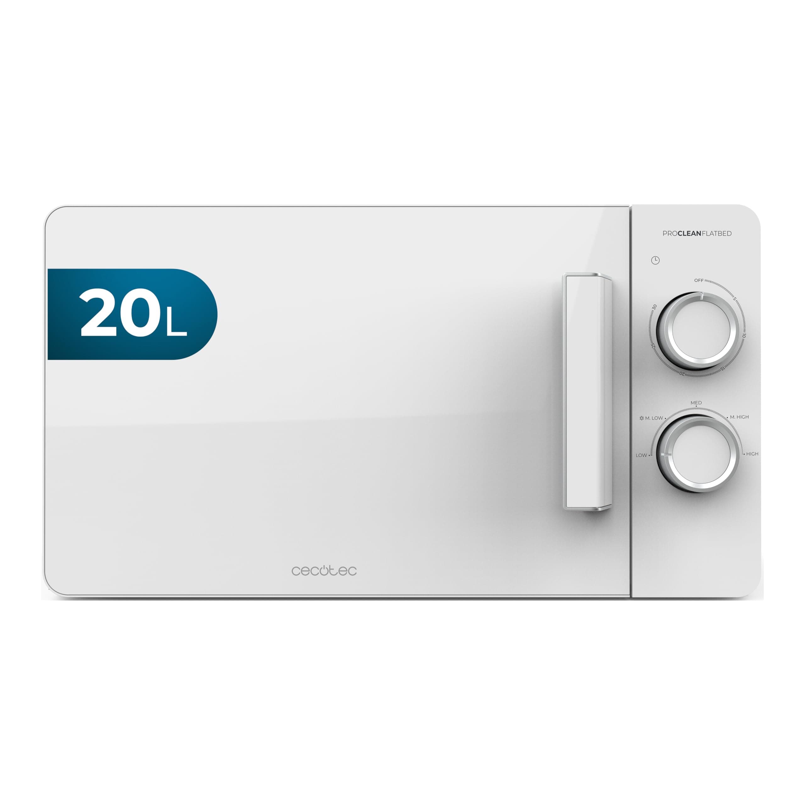 Cecotec Mikrowelle mit Grill Proclean 3020 Flatbed Mikrowelle 20 l, 700 W, 6 Stufen, 3DWave-Technologie, 800 W Halogengrill, kompaktes und modernes Design für perfektes und gleichmäßiges Garen Weiß Handbuch