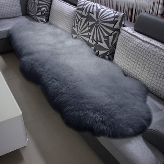 WOLTU Öko Lammfell Schaffell Teppich, Echtes Naturfell Weich Flauschig, Bettvorleger Sofa Matte Longhair, Wollteppich für Wohnzimmer Schlafzimmer, Hellgrau, (180-210) x60cm XXXL - 180-210 cm Hellgrau
