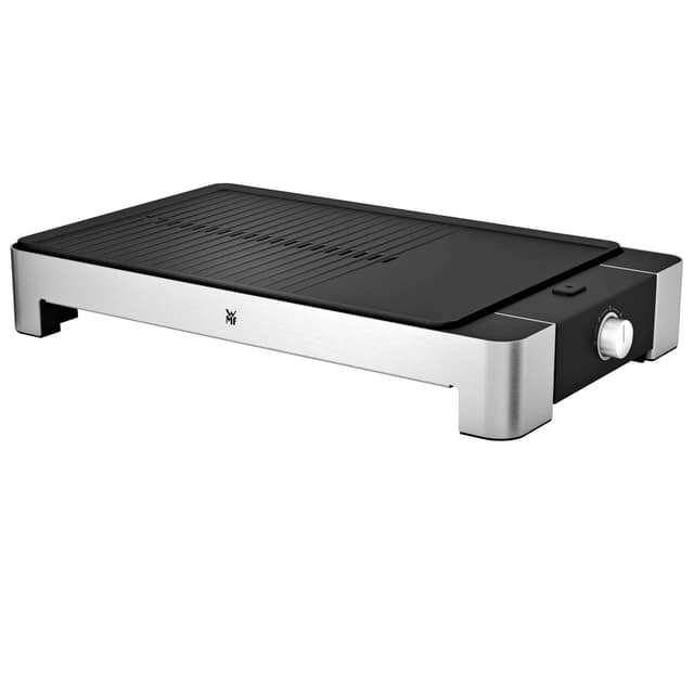 WMF Lono Tischgrill flach & gerippt, Elekrogrill mit variabler Temperatureinstellung, 2300 W, edelstahl matt, Grillplatte elektrisch glatt Tisch/Elekrogrill