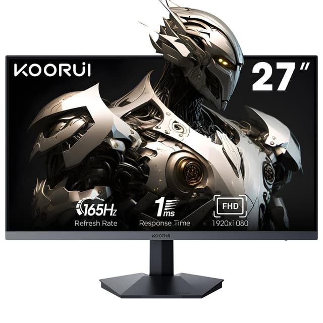 KOORUI Gaming Monitor 27 Zoll, Full HD Rahmenlos Bildschirm 165Hz Adaptive Sync (1ms, VA-Panel, Eye-Care, 1920 x 1080, 2xHDMI 2.0, & DisplayPort 1.4, VESA 75x75mm, DCI-P3 90%) 27 Zoll VA/FHD/165Hz