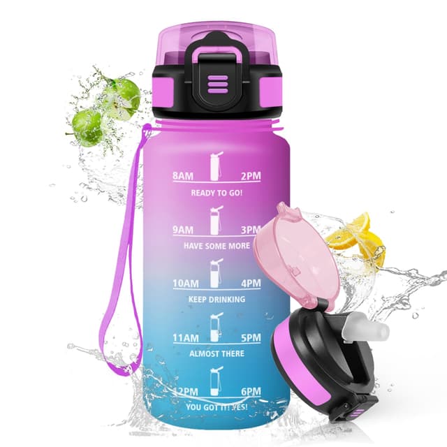 HoneyHolly Trinkflasche Kinder 500Ml, Auslaufsicher Trinkflasche Sport, Wasserflasche Kohlensäure Geeignet, Wasserflasche mit Strohhalm, BPA-frei, Trinkflaschen für Fitnessstudio, Schule, Büro Rosacyan - 500ml 500 ml