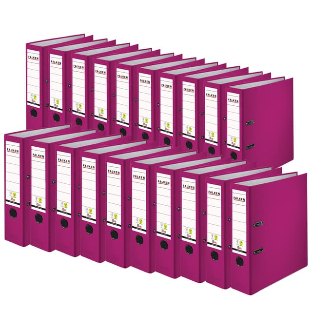 Original Falken 20er Pack PP-Color Kunststoff-Ordner. Made in Germany. 8 cm breit DIN A4 brombeere Ringordner Vegan Aktenordner Briefordner Büroordner Plastikordner Schlitzordner brombeere 20er Pack | breit