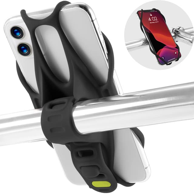 BONE Handyhalterung für Lenker – Silikon Smartphone Halter für Fahrrad & Motorrad – Universal für 5,8–7,2 Zoll iPhone, Samsung, Pixel – Bike Tie 3 Schwarz Bike Tie 3 (Lenker) Schwarz (Bike Tie 3)
