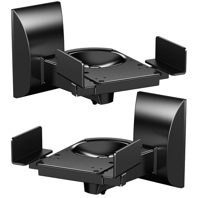 WALI Lautsprecher-Wandhalterungen,Zweifache Halterung für Große Surround-Sound-Lautsprecher, je bis Zu 25 kg Tragfähig (SWM201),Schwarz