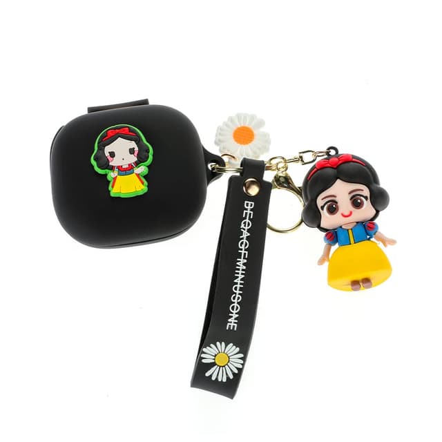 Fall für Beats Fit Pro Ohrhörer, XMBYGY Beats Fit Pro Cartoon Kopfhörer Aufladen Silikon Fall Bucht mit Niedlich Puppe Schlüsselanhänger Ganzkörper Anti-Lost Lanyard Schutz SnowWhite