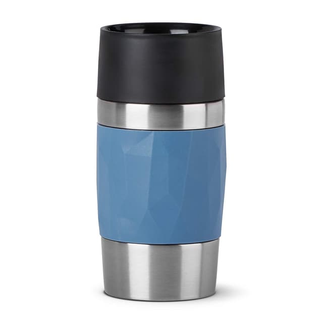 Emsa N21602 Travel Mug Compact Thermo-/Isolierbecher aus Edelstahl | 0,3 Liter | 3h heiß | 6h kalt | BPA-Frei | 100% dicht | auslaufsicher | spülmaschinengeeignet | 360°-Trinköffnung | Blau
