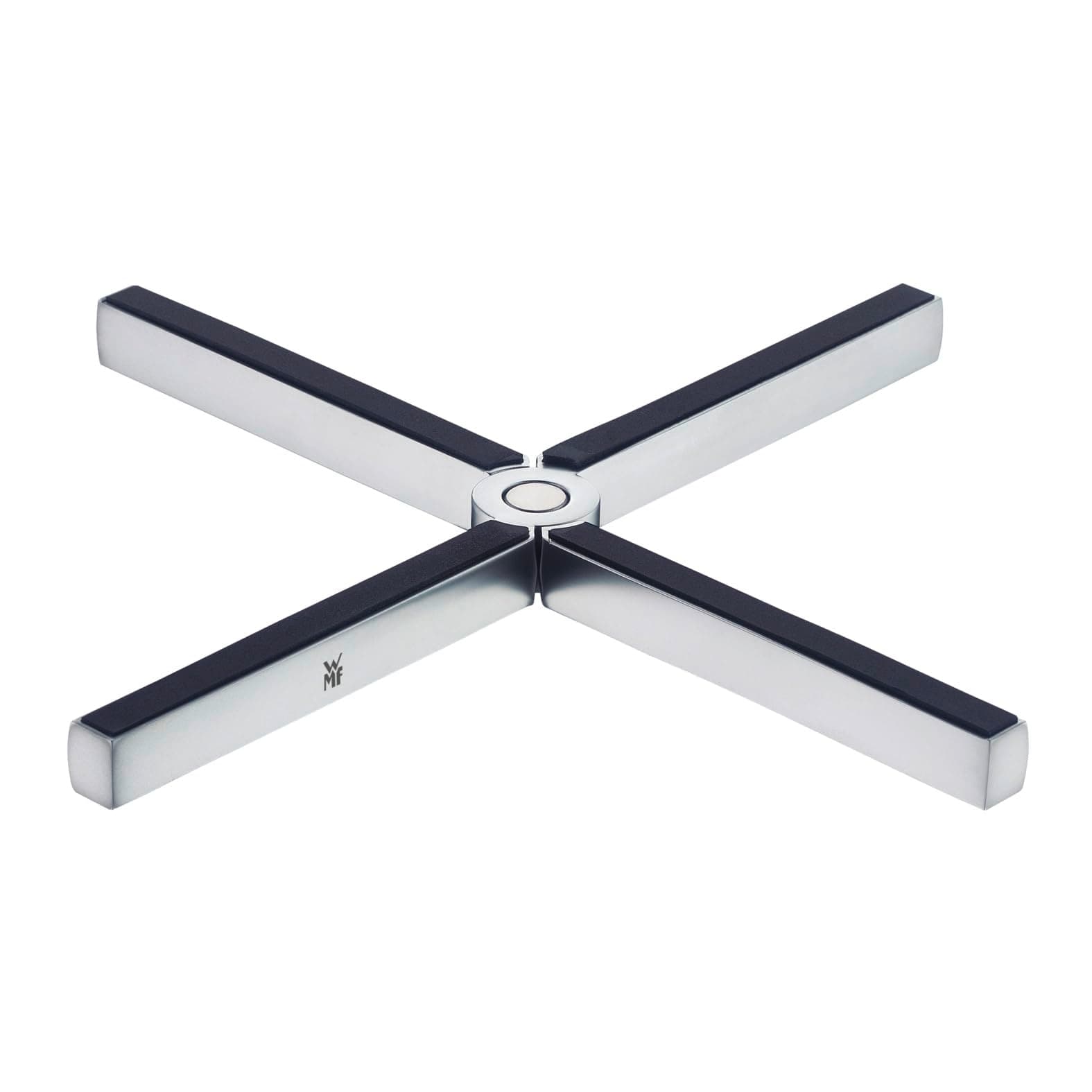 WMF MisterX Topfuntersetzer Edelstahl klappbar 19 x 19 cm, Topf Untersetzer-Set Cromargan Edelstahl mattiert, Silikonauflage, Untersetzer Topf platzsparend