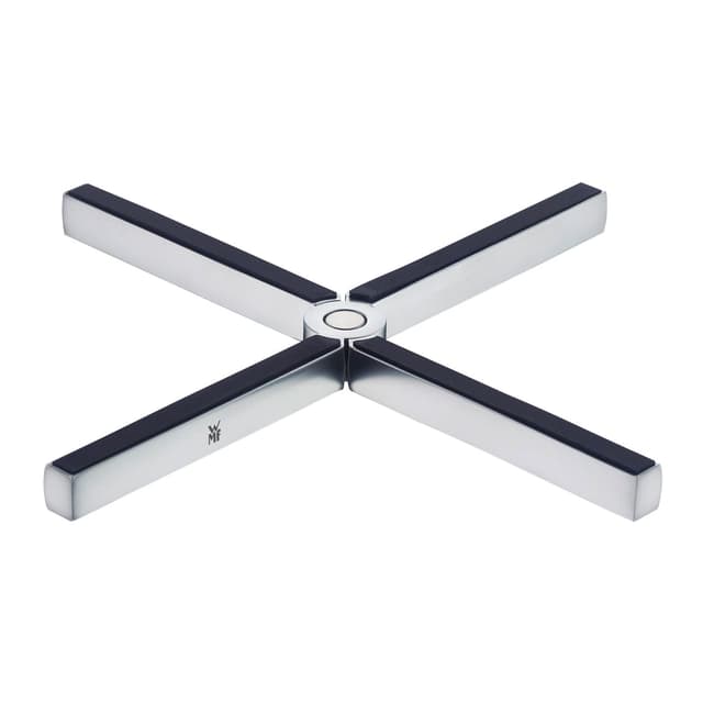 WMF MisterX Topfuntersetzer Edelstahl klappbar 19 x 19 cm, Topf Untersetzer-Set Cromargan Edelstahl mattiert, Silikonauflage, Untersetzer Topf platzsparend