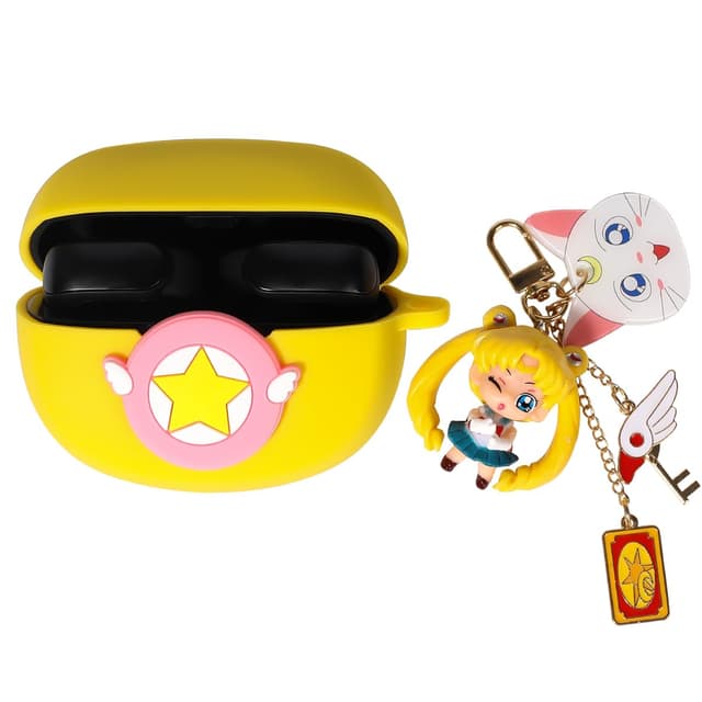 Hülle für neu Bose Ultra Öffnen Ohrhörer (2024), XMBYGY Silikon Aufladung Netter Fall Stoßfeste Schutzhülle mit Cartoon Puppe Anti-Lost Lanyard für Mann Frau (SMN)