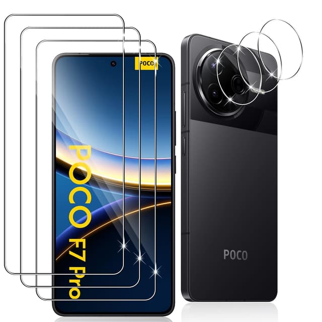 Datree 3 Stück für Panzerglas für Xiaomi Poco F7 Pro/Poco F7 Ultra und 3 Stück Kameraschutz,9H Härte Hartglas, Anti-Kratz Panzerfolie, Bläschenfrei Schutzfolie, HD Displayschutz Folie PO F7 Pro