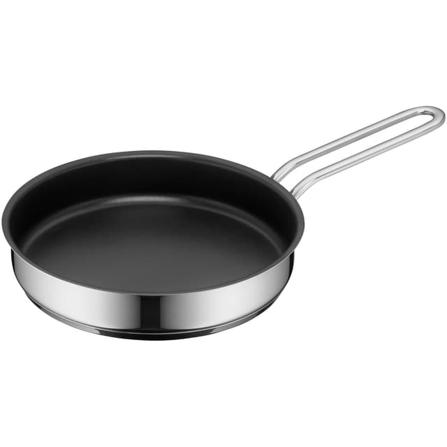 WMF Mini Bratpfanne beschichtet klein 18 cm, Cromargan Edelstahl poliert, Induktion, stapelbar, ideal für kleine Portionen oder Singlehaushalte Einzelpfanne