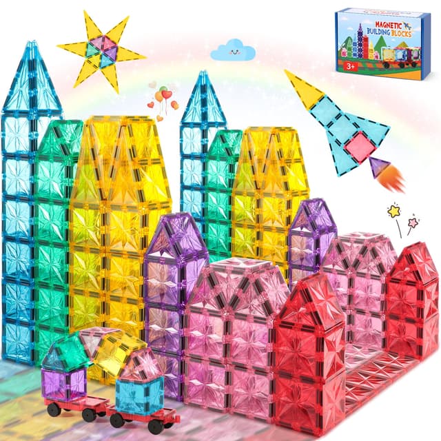 COOLJOYA Magnetische Bausteine 42 Teile, Magnete Kinder Magnetic Tiles Magnetspiel Magnetbausteine, Magnet Kinder Spielzeug ab 3 4 5 6 7 8 Jahre Geschenke