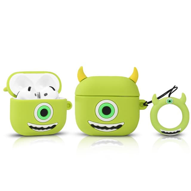 LEWOTE Kompatibel mit Apple Airpods 4 Case schützende lustige Nette Slim Cartoon Cover Abdeckung mit Schlüsselbund (Mike)