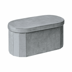 Bonlife Sitzbank mit Stauraum，klappbare Sitztruhe, Aufbewahrungsbox, Fußbank, Oval, für Flur, Wohnzimmer und Schlafzimmer, Grau, 76x38x38 cm Oval Grau Angebot bei HelloDeals
