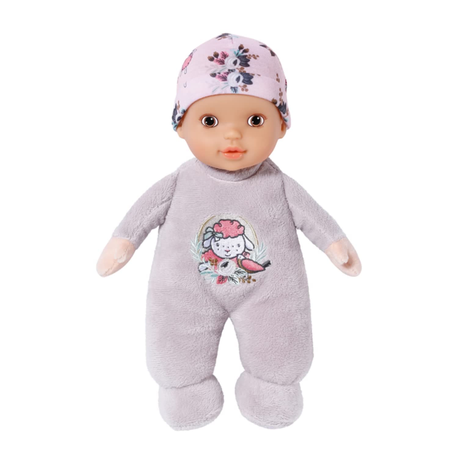 Zapf Creation 706442 Baby Annabell SleepWell for Babies 30cm - weiche Stoffpuppe für Babys mit Aufnahmefunktion, in grau rosa, waschbar, ab Geburt nutzbar.