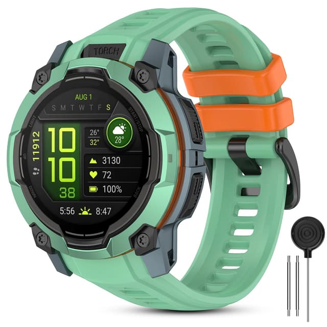 CHULN 22mm Silikon Armband Kompatibel mit Garmin Instinct 3 45mm AMOLED/Instinct 3 Solar 45mm, Einstellbares Sport Ersatzarmband für Smartwatch.(No host)