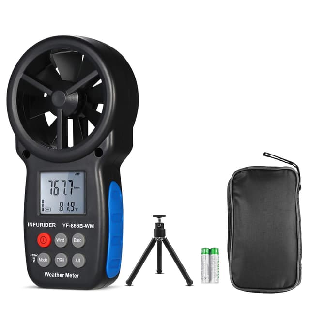 Digital Anemometer, YF-866BWM Kompaktes Wind Meter, Windmesser Windmessgerät, Windgeschwindigkeitsmesser mit Wind/Thermometer Windrichtung Windgeschwindigkeitsmessung 866B-WM