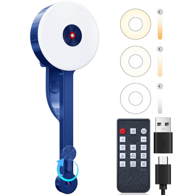 POHO O1 Webcam 4K mit physischer Abdeckung, Mikrofon & Beleuchtung | Dunkelheit Kompensation | Autofokus 83° Weitwinkel | HDR & 1/2.55" CMOS mit 8 MP | USB-C & USB-A für PC/Mac (4K, Blau) 4K Blau