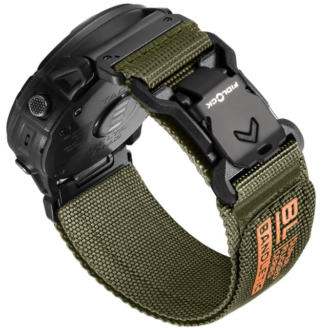 Bandletic Nylon Kompatibel mit Garmin 26mm Easy Fit Armband, Magnetbänder Fidlock V-Buckle for Fenix 8 E 51mm/7X 6X Pro/5X Plus/3 HR/Tactix/Descent/Enduro/Instinct 2X/ Quatix 3 Grün M (für Handgelenke von 170-185 mm)