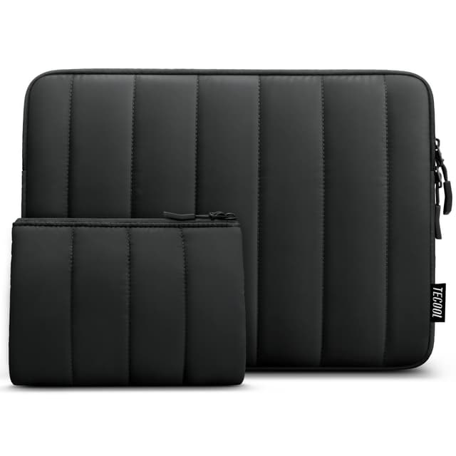 TECOOL 13.3 Zoll Laptop Tasche Hülle für MacBook Air 13 13.6 M4 M3 M2 2025 2024-2010,MacBook Pro 13/14 M4 M3 M2 M1 2024 2022-2012,Puffy 13.3" Acer Dell Lenovo HP Spritzfeste Laptop Tasche,Schwarz 13,3 Zoll Schwarz