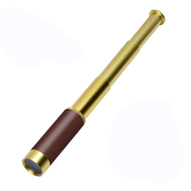 Retro Piratenteleskop Monokular Messing Songway Vintage Monokular Faltbares Tragbare Tragbare 25x30 Zoombar Wasserdicht für Kinder Erwachsene Navigation Segeln Wasserreise V Gold + Braun