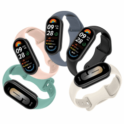 CHANRASI 5 Stück Ersatzarmband Kompatibel mit Xiaomi Mi Band 9/Xiaomi Mi Band 8,Weiches Silikon Sport Ersatz Armband Kompatibel mit Xiaomi Mi Band 9/8 Herren Damen Pine Needle Green/Sand Pink/Blue Gray/Schwarz/Starlight