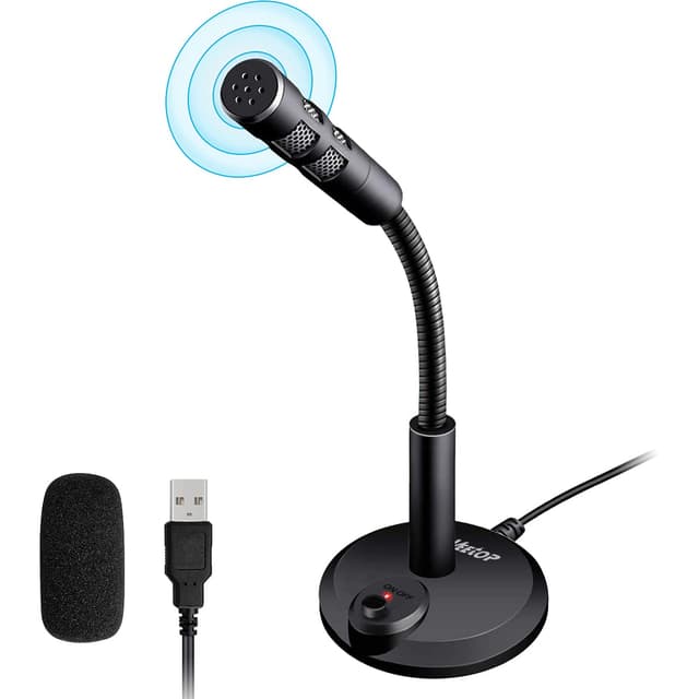 Veetop USB Mikrofon PC und Laptop, Standmikrofon mit 360 Grad Aufnahmefähigkeit, Rauschunterdrückung und EIN-Knopf Schalter USB Mikrofon PC 1