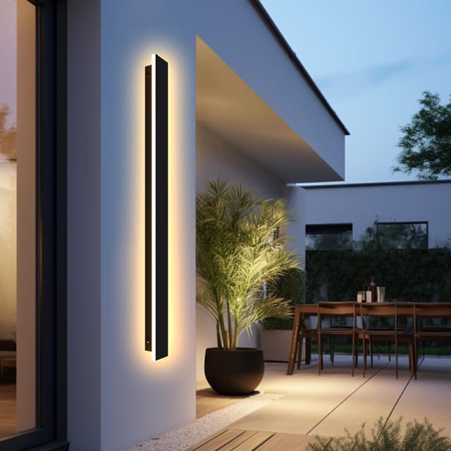 LED Wandleuchte Aussen/Innen Lang Wandlampe Anthrazit, Ip67 Wasserdicht Außenwandleuchten Aluminiumlegierung Schwarz Außenleuchte Terrasse Wandleuchte Für Gärten, Villa , Warmes Licht,150*5cm,48w 150cm,48w