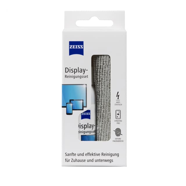 Zeiss Display-Reinigungs-Spray mit 120ml Inhalt inklusive einem Mikrofasertuch zur sicheren & effektiven Reinigung optischer Flächen - alkoholfrei - antistatisch, 606243, weiß 120 ml (1er Pack)