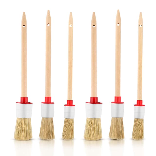 6 Stück Borstenpinsel Rundpinsel Set, Pinsel Rund 20mm/25mm/30mm Professionelles Naturholz Rundpinsel Ringpinsel Set Wachspinsel zum Streichen von Wänden und Möbeln für den Hausgebrauch