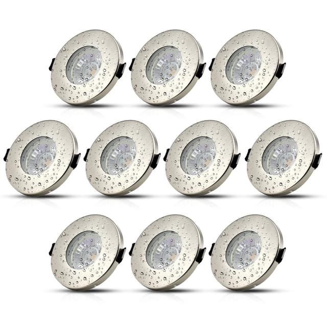 HiBay® 10er Set LED Einbaustrahler IP44 GU10 Deckenspots Lochdurchmesser 68mm Badezimmer Einbauleuchte Bad Einbauspot Inkl. 5W Leuchtmittel Neutralweiß 230V 10 Stück (1er Pack) Neutralweiß