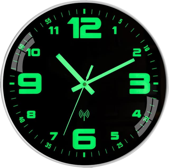 NESIFEE Funkuhr Wand Wanduhr Funk lautlos Leuchtend im Dunkeln funkwanduhr wanduhr Ohne Tickgeräusche geräuschlos Groß Modern Einfach zu Lesen für Zimmer Zuhause KüChe Schlafzimmer Büro Schule Schwarz+weiß 30cm
