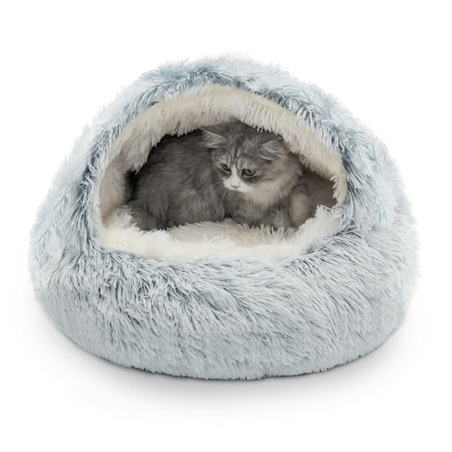 CATISM Katzenbett Waschbar Katzenschlafplatz für Katzen Plüsch Haustier Katzenkopfkissen Katzenkissen Flauschiges Kätzchen Welpen Kuschelbett Haustierbett Grau - XL(60cm)