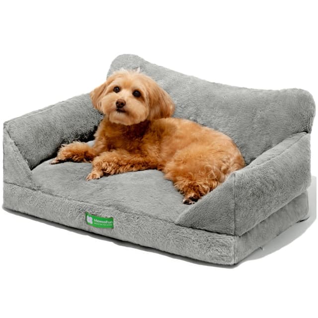 MEWOOFUN Katzen Sofa Katzenbett für Wohnungskatzen, Niedlich Kätzchen Bett Haustiersofa mit abnehmbarem, waschbarem Bezug und Rutschfester Unterseite für kleine Hunde (Grau, M) L 55 x B 38 x H 31 cm Grau