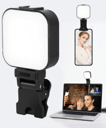 64 LED Handy Selfie Licht - 5 Lichtmodi Clip Fotolicht Phone Selfi Light Klammer Videoleuchte Handylicht Portable Kameralicht für iPhone, Videokonferenz, TikTok, Laptop Quadrat