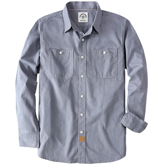 Dubinik® Chambray Hemd Herren 2 Brusttaschen Baumwoll Langarm Button Down Comfort Freizeit Arbeiten Regular Fit