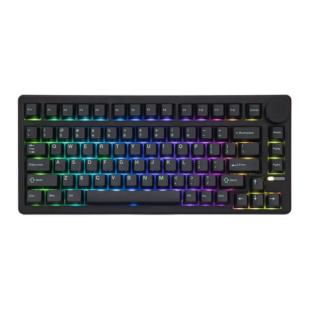 EPOMAKER QK81 75% Drahtloses Mechanisches Tastatur Gaming, QMK/VIA & Hot-Swappable, 81 Tasten mit Metall-Drehregler, 2,4 GHz/BT/USB, Creamy Gasket, RGB Backlit (Schwarz, Wisteria Linear) Schwarz Wisteria Linear