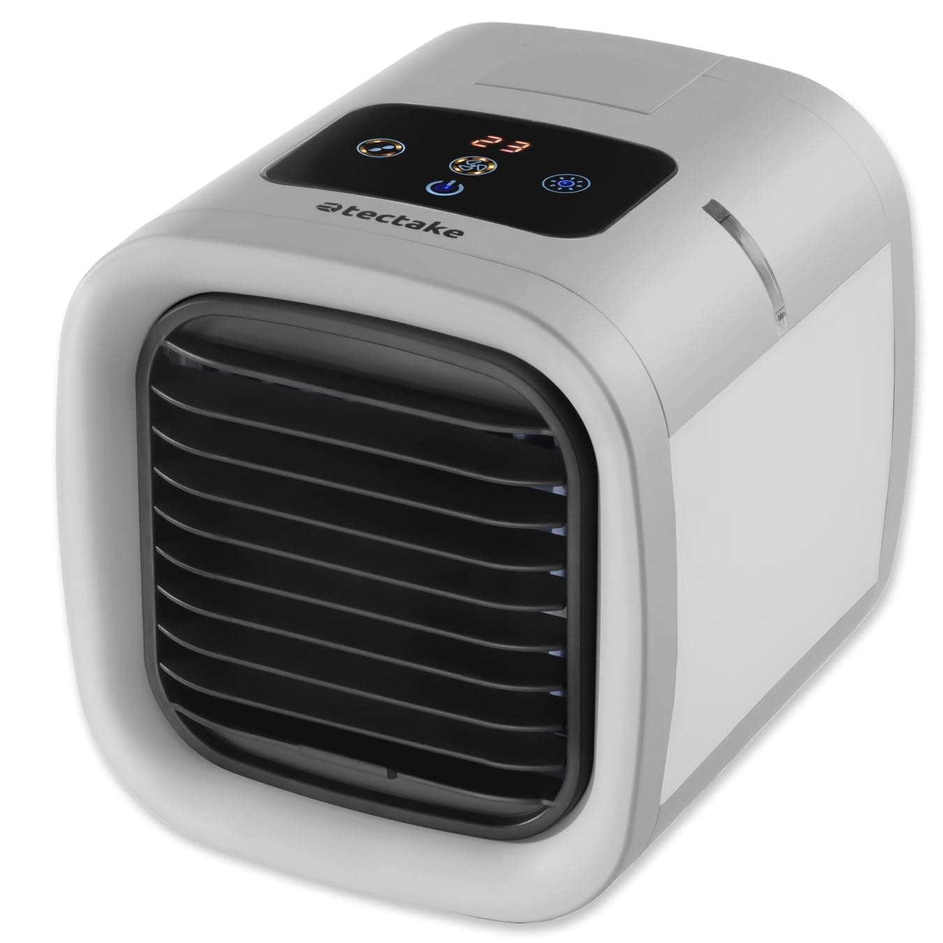 tectake® Luftkühler mit LED, mobile Klimaanlage ohne Abluftschlauch, Ventilator mit Wasserkühlung, Klimagerät, Air Conditioner, Tischventilator und Luftbefeuchter in einem, Mini Klimaanlage - grau