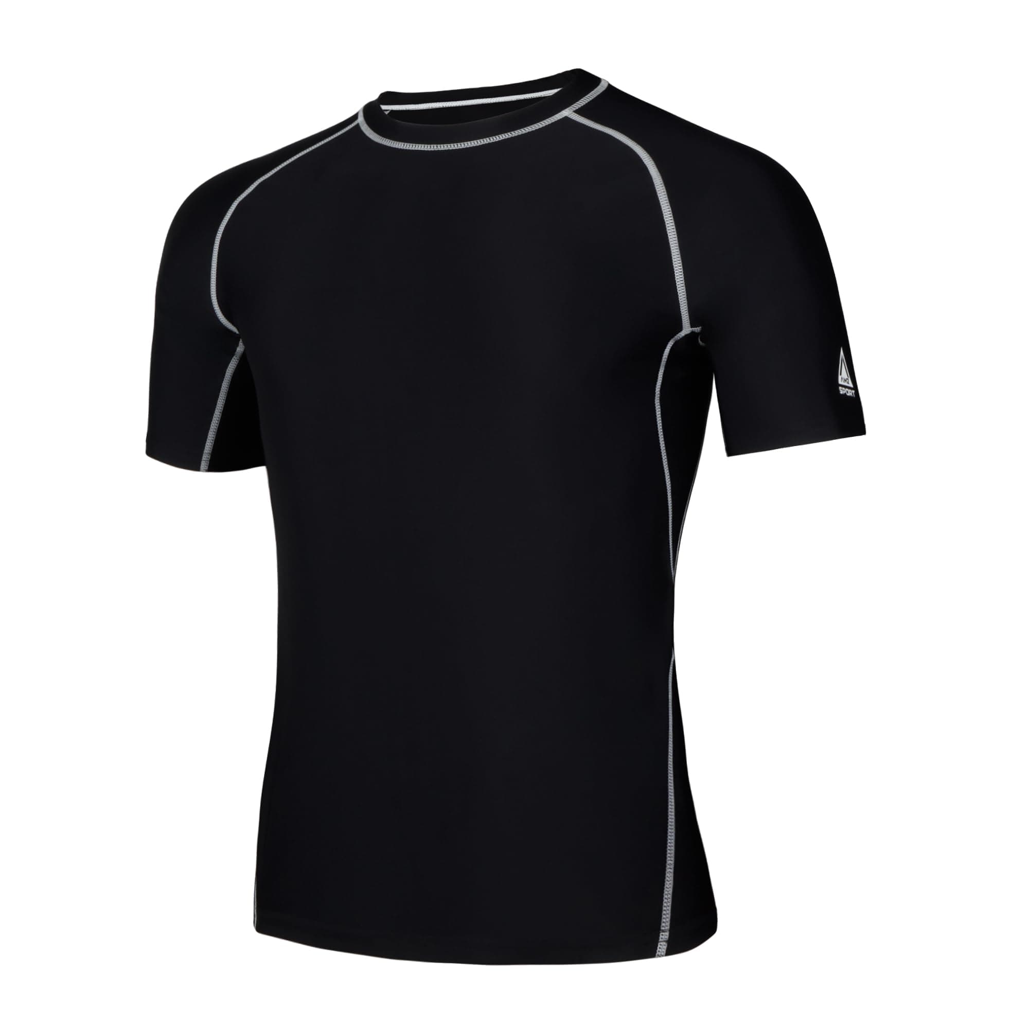 AMZSPORT Herren Rash Guard Shirt, UPF 50+ UV Schutz Kurzarm T-Shirt, Schnelltrocknendes Sonnenschutz Vest für Schwimmen, Surf, Angeln, Laufen