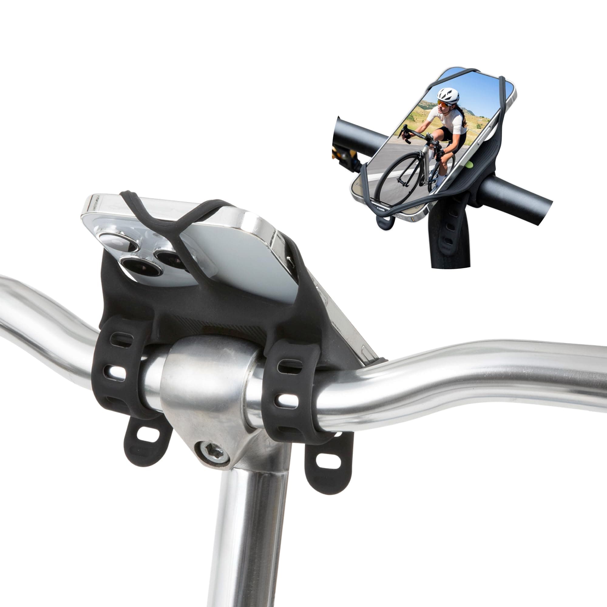 BONE Bike Tie 4 Pro Max,Universelle Dauerhaft Handyhalterung Fahrrad, Fahrradhalter für Lenker und Vorbau, Fahrräder mit Stoßdämpfung, Kompatibel mit Telefonen von 4,7” bis 7,2”- Schwarz Bike Tie 4 Pro Max Bike Tie 4 Pro Max Schwarz