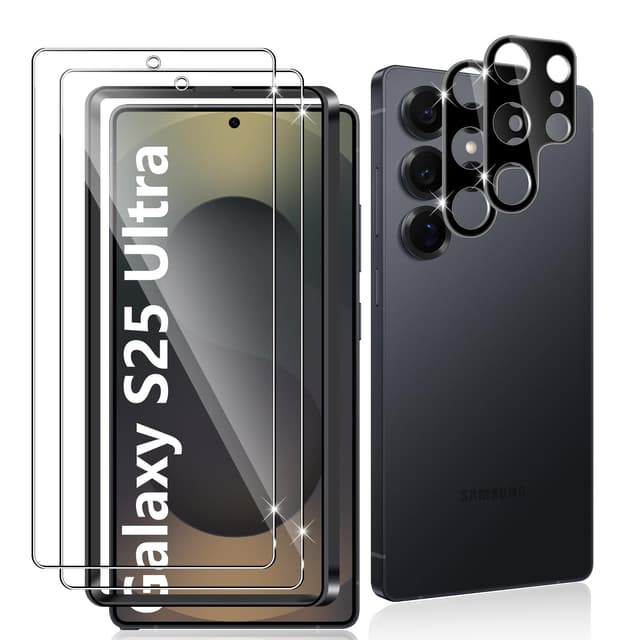 Datree 2 Stück für Panzerglas für Samsung Galaxy S25 Ultra und 2 Stück Kameraschutz (Schwarz), 9H Härte Hartglas, Anti-Kratz Folie, Bläschenfrei Schutzfolie, HD Displayschutz Folie SM S25 Ultra