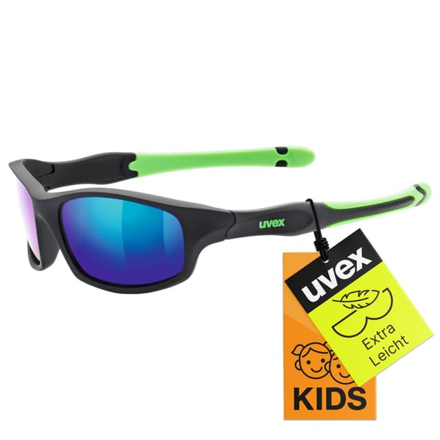 uvex sportstyle 507 - Sonnenbrille für Kinder - 100% UVA-, -B, - C Schutz - inkl. Kopfband Einheitsgröße Black Matt Green/Green Single