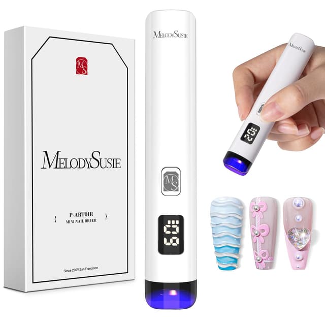 MelodySusie UV Lampe für Gelnägel, ART01R Mini Wiederaufladbar UV LED Lampe mit LCD-Display für Nägel, Tragbare Kleine UV Nagellampe mit 2 Timern, Nageltrockner für Alle UV Gel Nagellacke (Weiß)