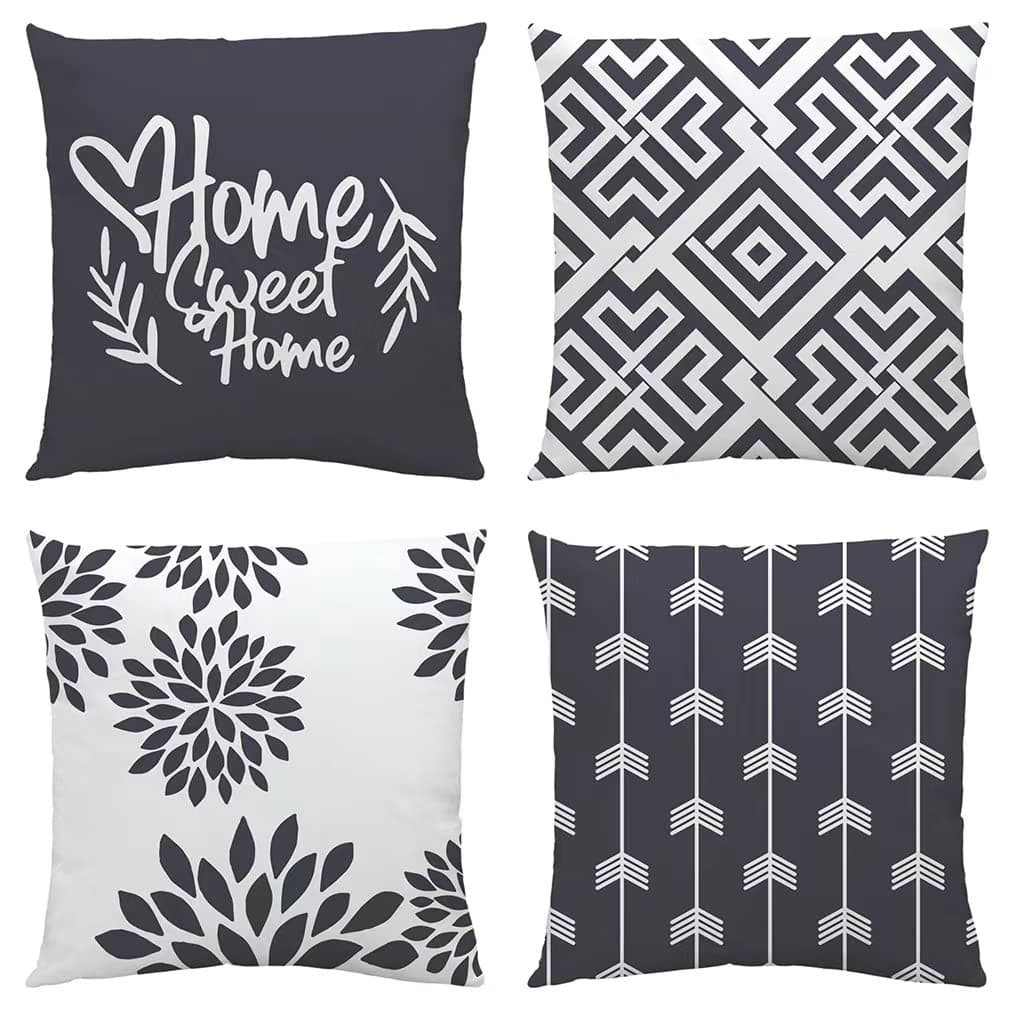 NIULAA Weich Kissenbezug 45x45 4er Set Schwarz-Grau,Deko Kissenbezüge Couchkissen Modern Kuschelig Dekokissen Kissenhülle Quadratisch Kissen Bezug Sofakissen Zierkissen Wohnzimmer Bett Draußen Schwarz-grau 45 x 45 cm, 4 Stück