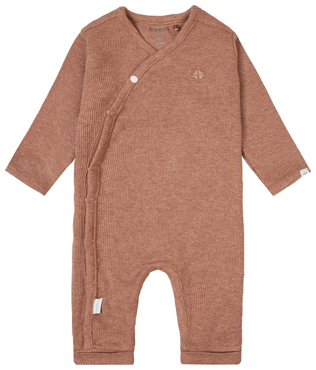 Noppies Unisex Baby U Playsuit Ls Rib Nevis Kleinkind-Strampelanzug 56 Cafe Au Lait Melange - N090