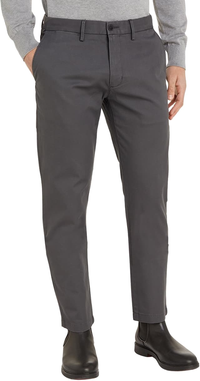 Tommy Hilfiger Herren Hose Core Denton 1985 Pima Cotton Chino 32W / 32L Grau (Dark Ash)