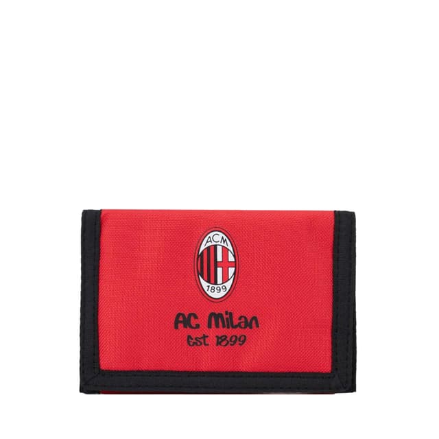 AC Milan Unisex Kinder Portafoglio Con Chiusura A Strappo Geldbörse mit Klettverschluss, Nylon, offizielles Produkt, Rot