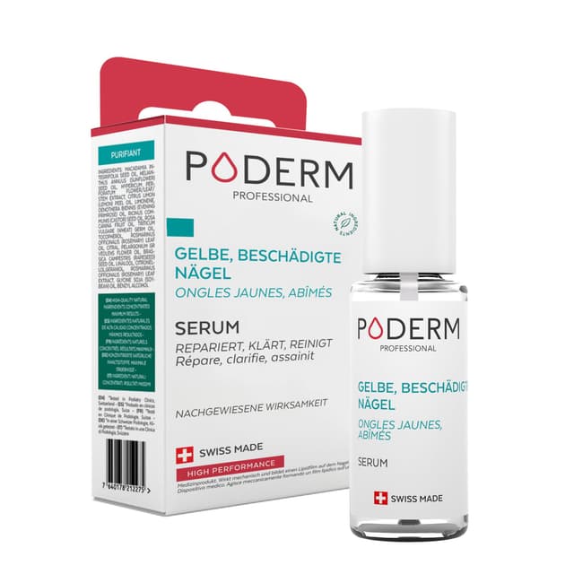 PODERM - Pflegeserum für verfärbte und beanspruchte Nägel - Verbessert das Erscheinungsbild der Nägel - Klärende & pflegende Formel - Hand- & Fußpflege - Einfache Anwendung - Swiss Made