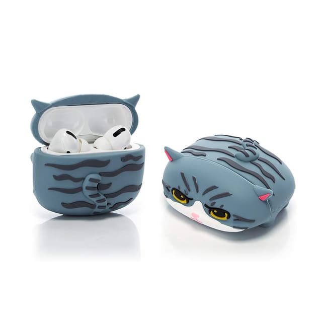 YIGEYI Silikon Hülle Kompatibel mit Airpods Pro Funny Cute 3D Cartoon Case Cover[Nette Tier-Haustier-Reihe Papa] (Katze Blau)