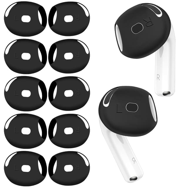 YieJoya 5 Paar Ohrpolster für AirPods 4, Ultra-dünne Silikon-Ohrhörerabdeckungen kompatibel Apple AirPods 4.(Schwarz)